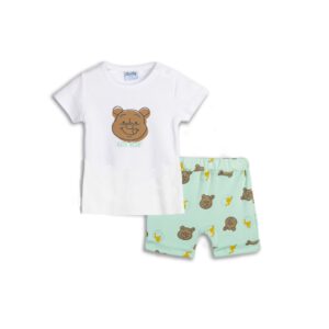 Set aus Kurzarm-T-Shirt und Shorts für Jungen von 3-12 Monaten in der Farbe Weiß/Beermet Allover