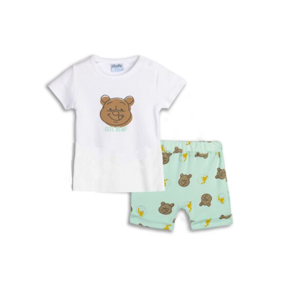 Set aus Kurzarm-T-Shirt und Shorts für Jungen von 3-12 Monaten in der Farbe Weiß/Beermet Allover