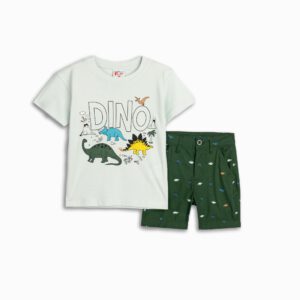 Set aus festem Stoff für Jungen von 4 bis 5 Jahren in Cool Water/Olive Tree Allover-Muster