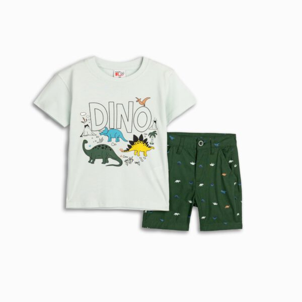 Set aus festem Stoff für Jungen von 4 bis 5 Jahren in Cool Water/Olive Tree Allover-Muster