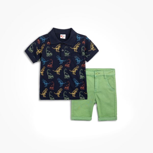 Set aus Polo-Shirt, Socken und Hose für Jungen 5 und 6 Jahren in Blau Allover/Aspen Green
