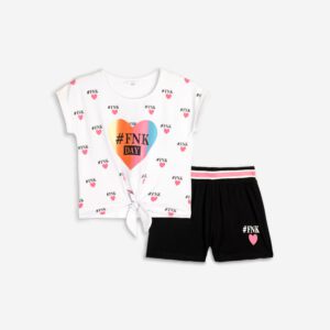 Set aus Makro-Shorts für Mädchen in Weiß/Schwarz 6 und 12Jahre