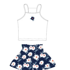 Set aus Jersey-Shorts für Mädchen von 6 bis 12 Jahren in Weiß/Blau Allover-Muster