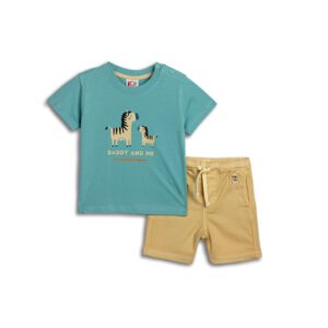 Set aus kurzärmligem T-Shirt und Shorts für Jungen von 6 ,9 und 24 Monaten in Diamond/Angora